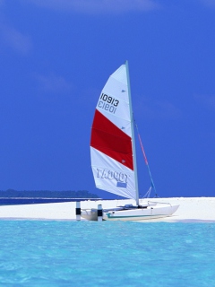 Обои Sailing Boats On Exotic Beach 240x320