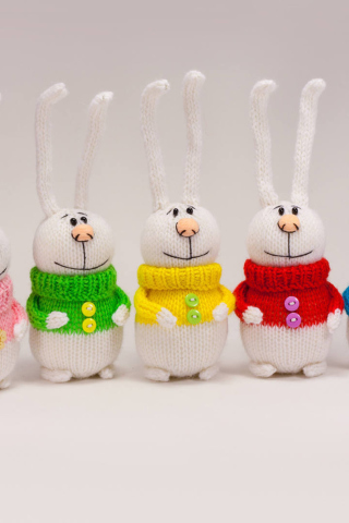 Funny Knitted Bunnies wallpaper 320x480