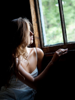 Girl Looking At Window wallpaper 240x320