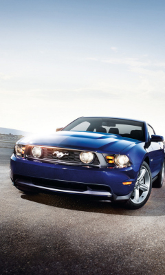 Обои Blue Ford Mustang 240x400