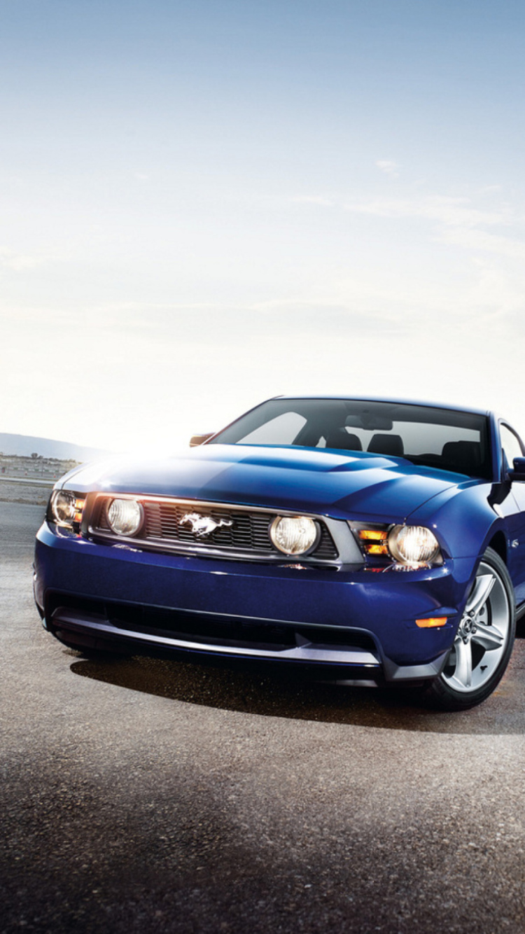 Blue Ford Mustang wallpaper 750x1334