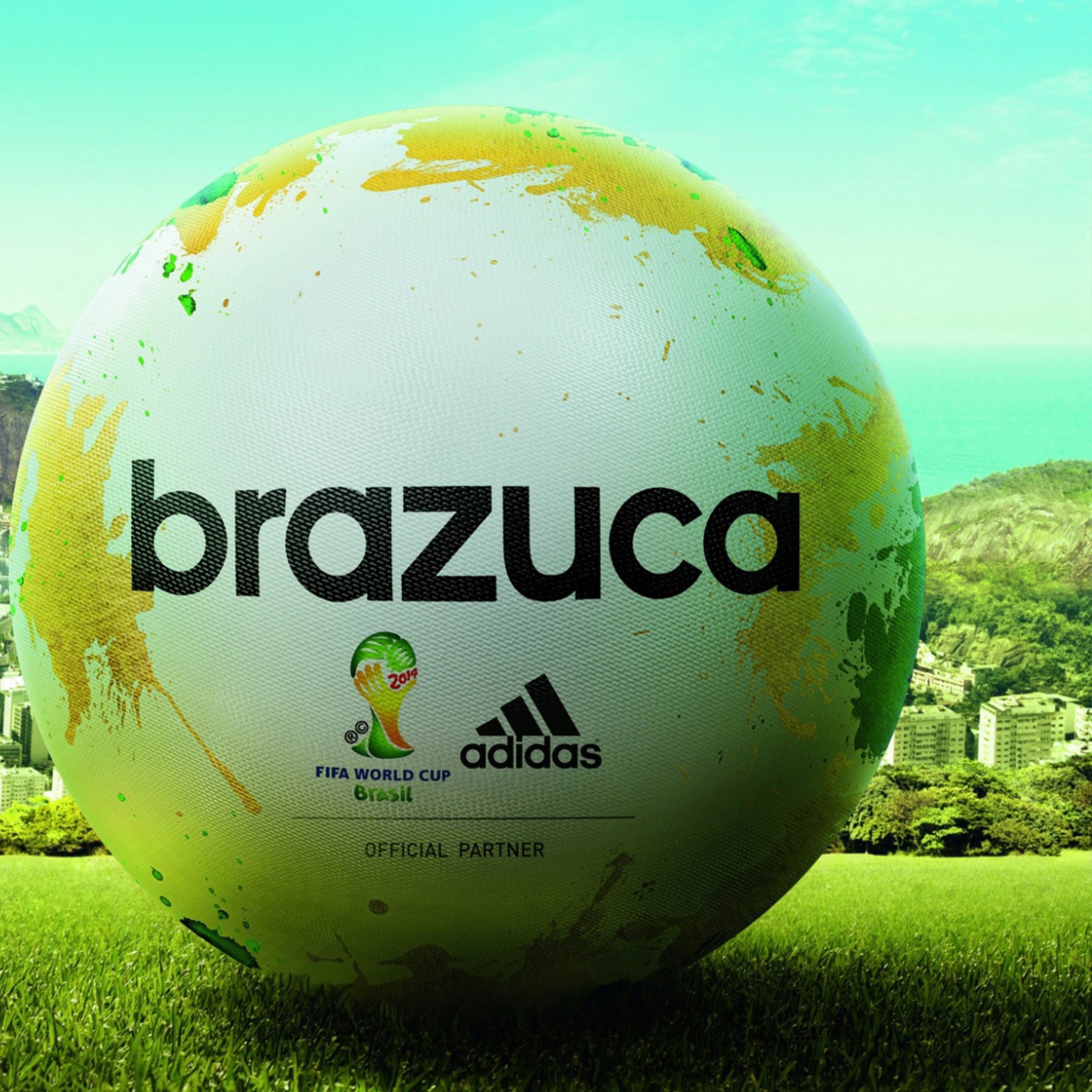 Fondo de pantalla Adidas Brazuca Match Ball FIFA World Cup 2014 2048x2048