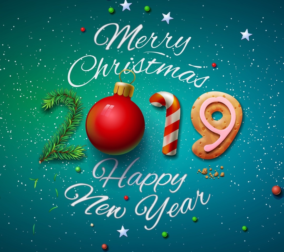 Sfondi Merry Christmas and Happy New Year 2019 1080x960