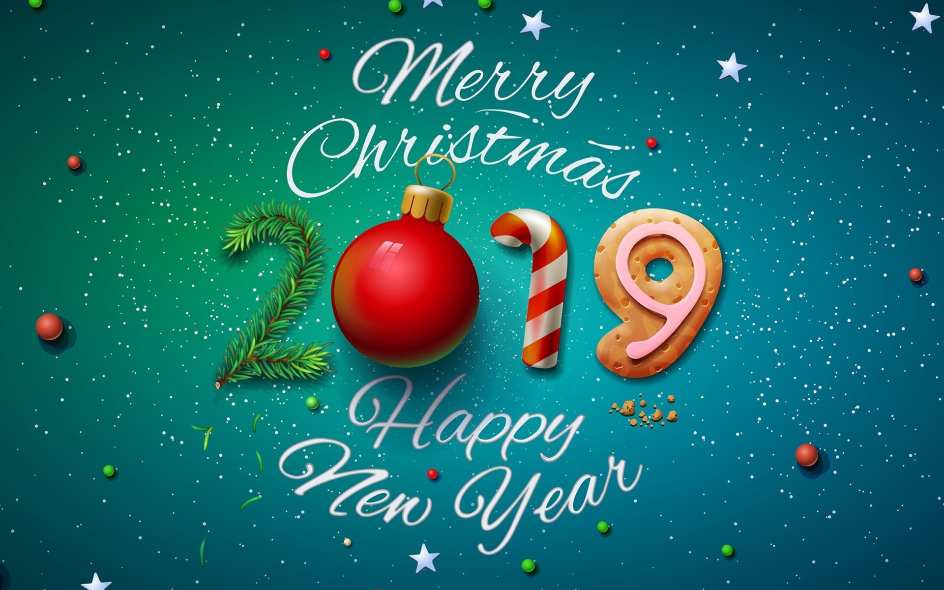 Fondo de pantalla Merry Christmas and Happy New Year 2019 1920x1200