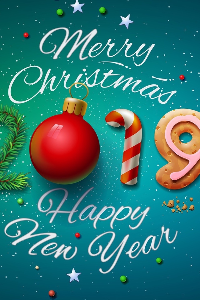 Merry Christmas and Happy New Year 2019 wallpaper 640x960