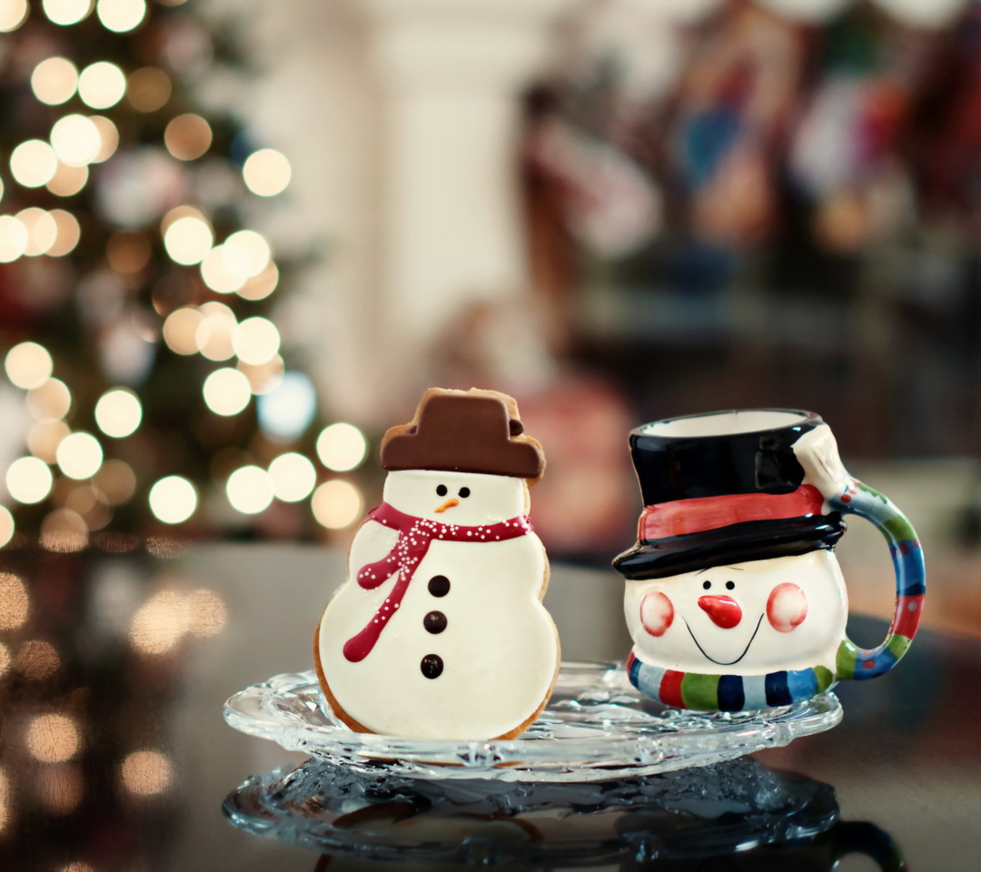 Das Christmas Snowman Wallpaper 1080x960
