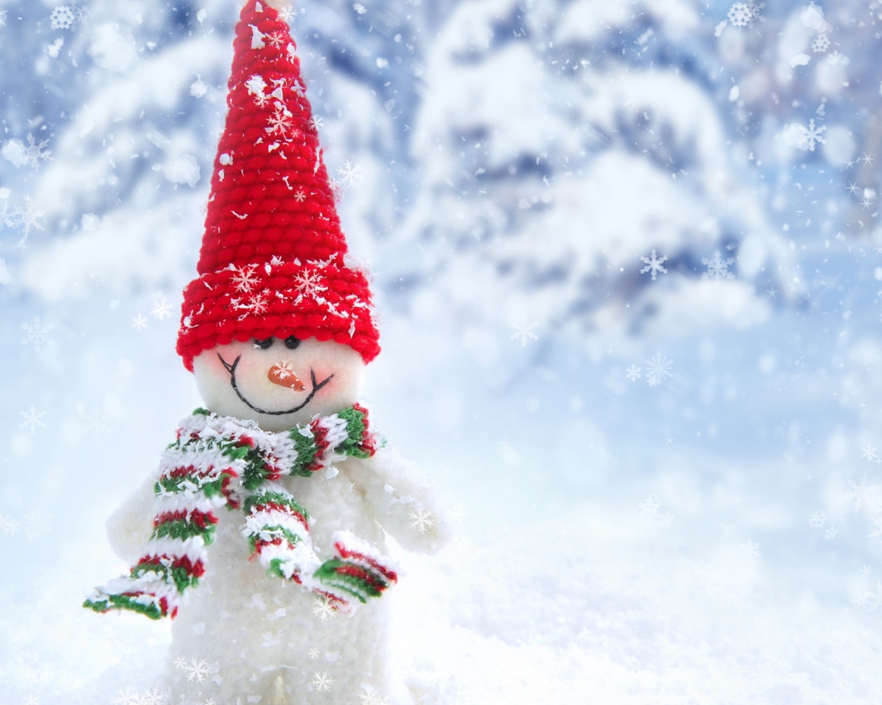 Screenshot №1 pro téma Cute Snowman Red Hat 1280x1024