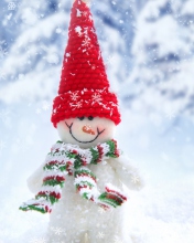 Das Cute Snowman Red Hat Wallpaper 176x220