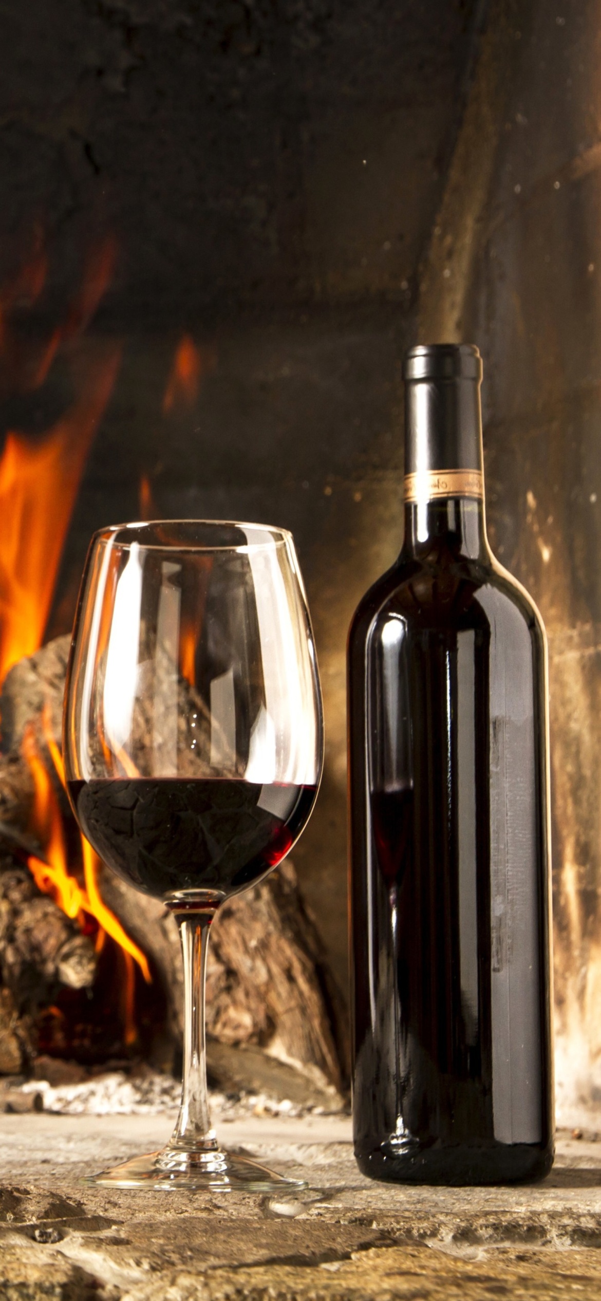 Wine and fireplace wallpaper 1170x2532