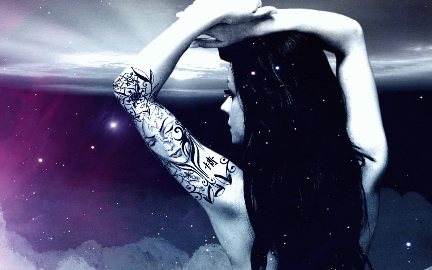 Screenshot №1 pro téma Girl With Black Tattoo 1680x1050