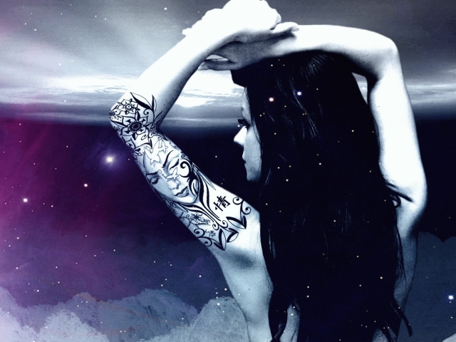 Das Girl With Black Tattoo Wallpaper 640x480