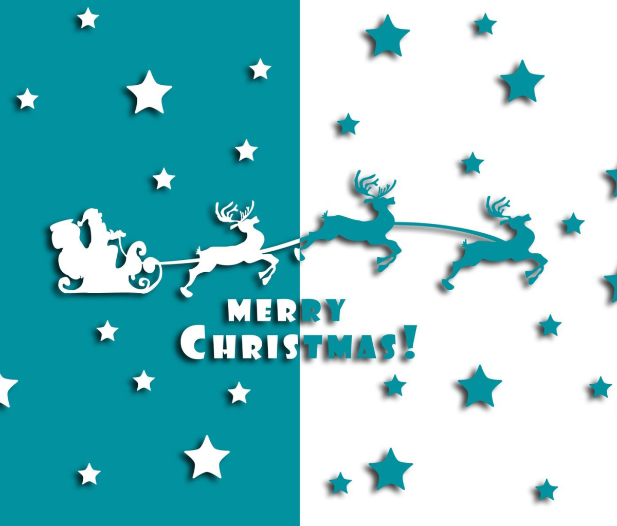 Das Merry christmas, Santa Claus on deer Illustration Wallpaper 1200x1024