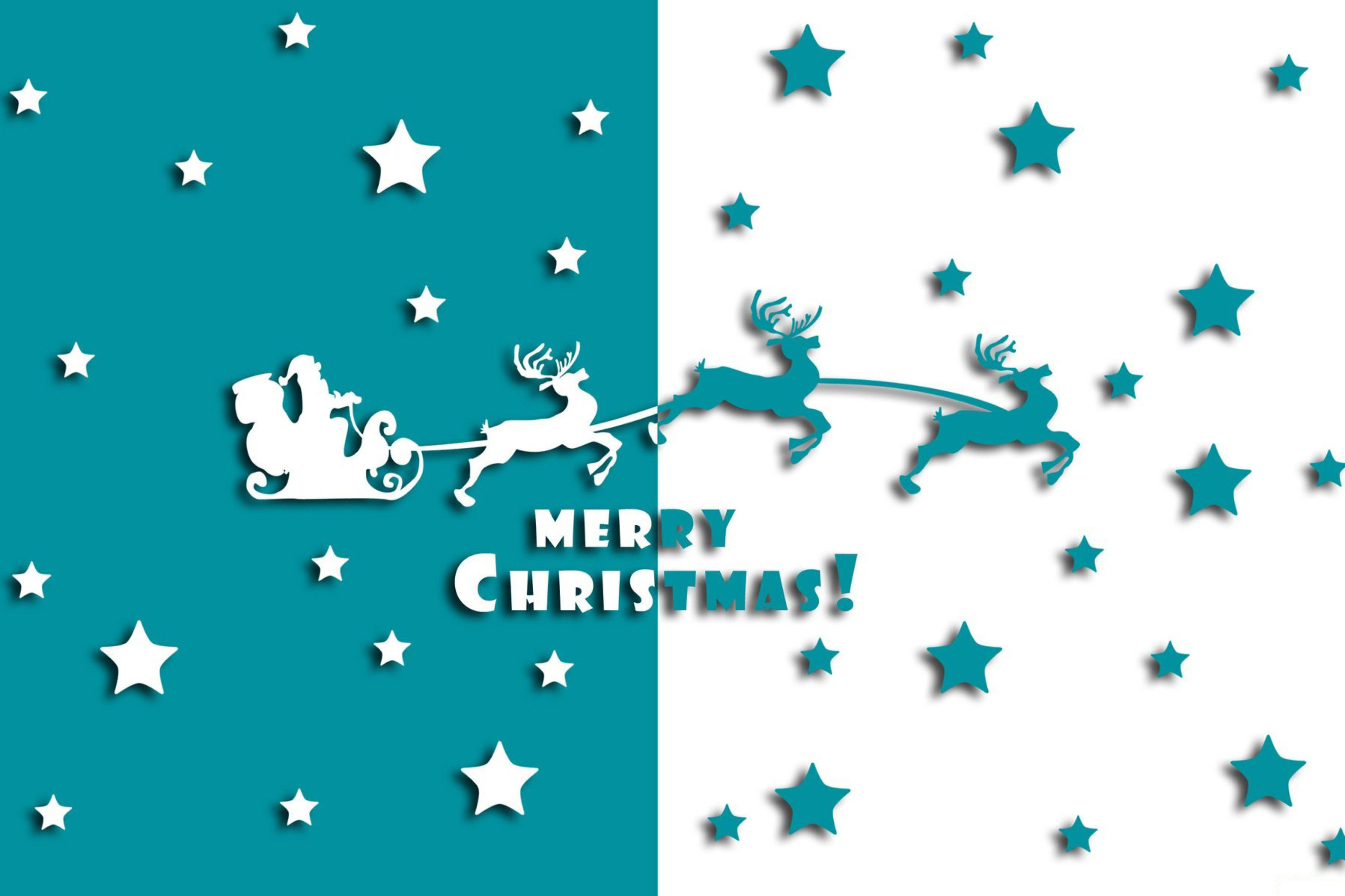 Das Merry christmas, Santa Claus on deer Illustration Wallpaper 2880x1920