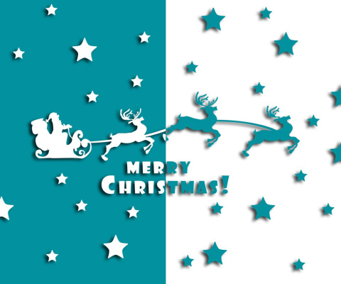Sfondi Merry christmas, Santa Claus on deer Illustration 480x400