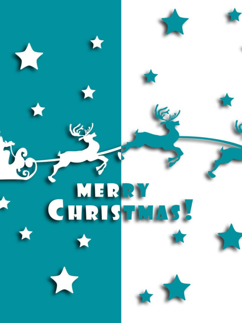 Fondo de pantalla Merry christmas, Santa Claus on deer Illustration 480x640