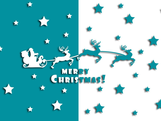 Das Merry christmas, Santa Claus on deer Illustration Wallpaper 640x480