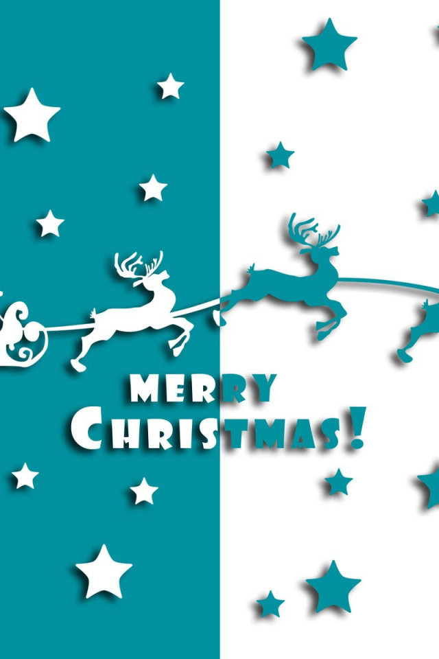 Обои Merry christmas, Santa Claus on deer Illustration 640x960