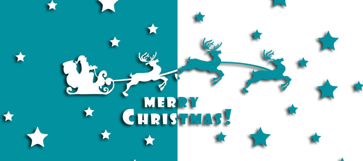 Das Merry christmas, Santa Claus on deer Illustration Wallpaper 720x320