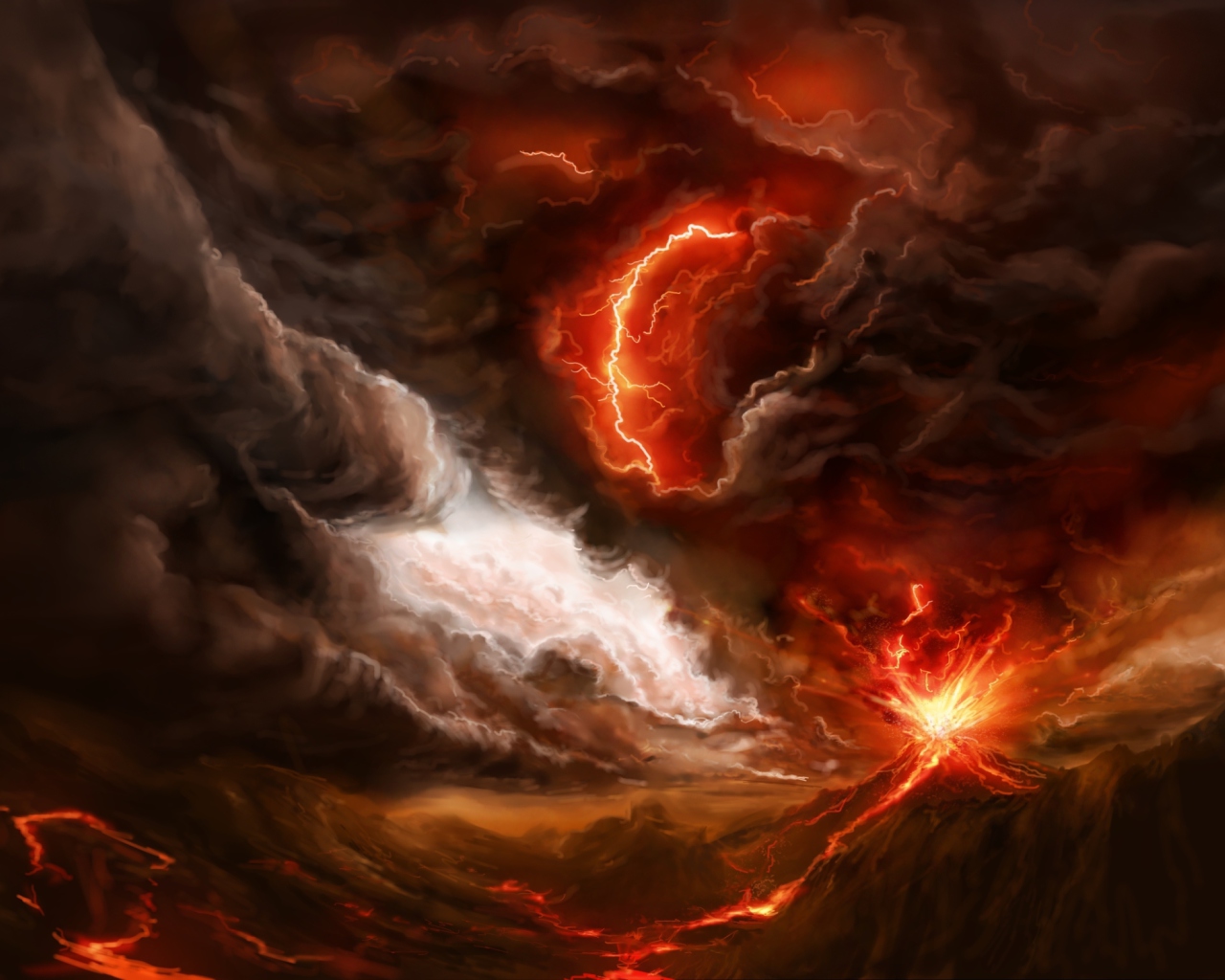 Das Lava And Volcano Wallpaper 1280x1024