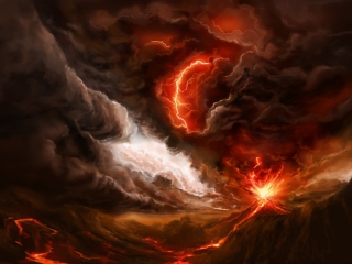 Das Lava And Volcano Wallpaper 320x240