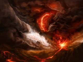 Lava And Volcano wallpaper 320x240