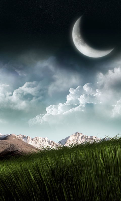 Das 3D Moon Landscape Photography Wallpaper 480x800