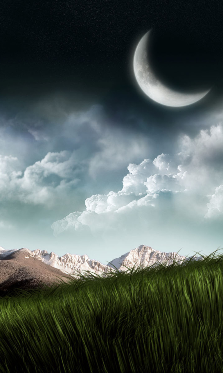 3D Moon Landscape Photography wallpaper 768x1280