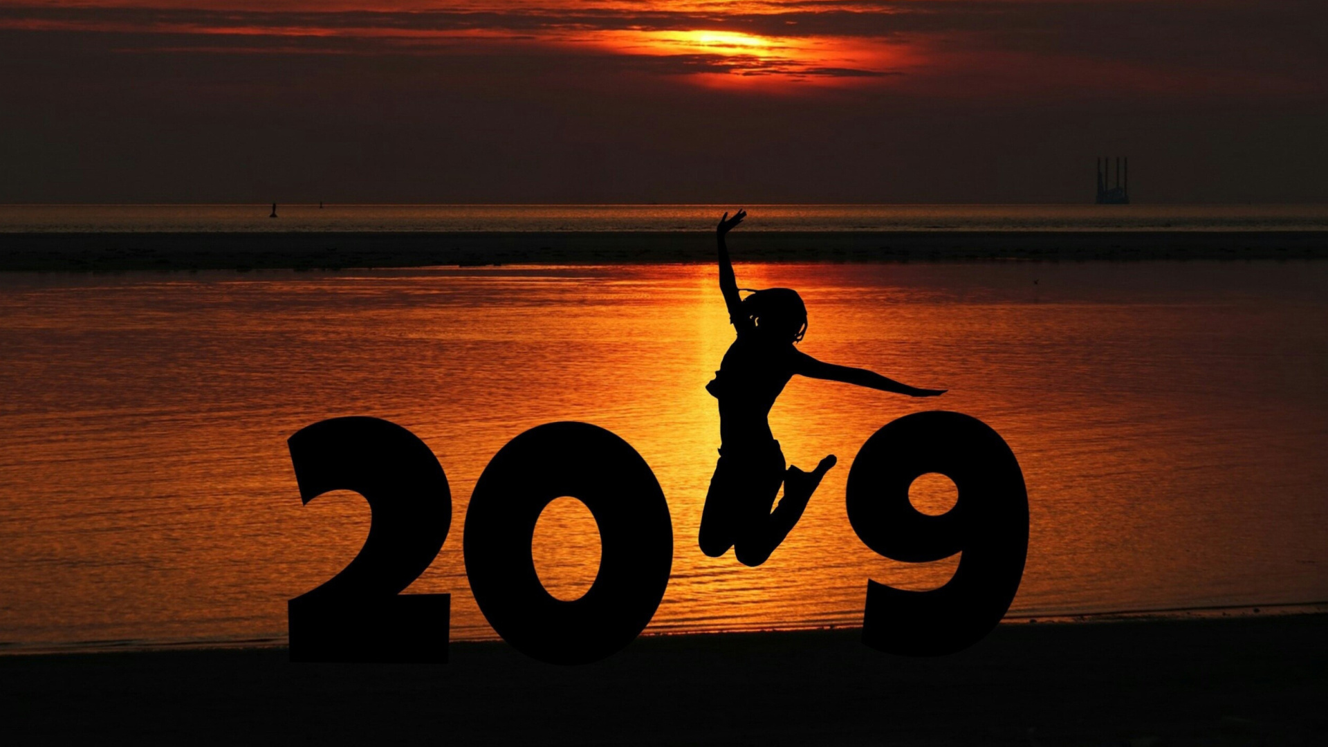 2019 New Year Sunset wallpaper 1920x1080