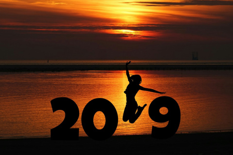 2019 New Year Sunset wallpaper 480x320