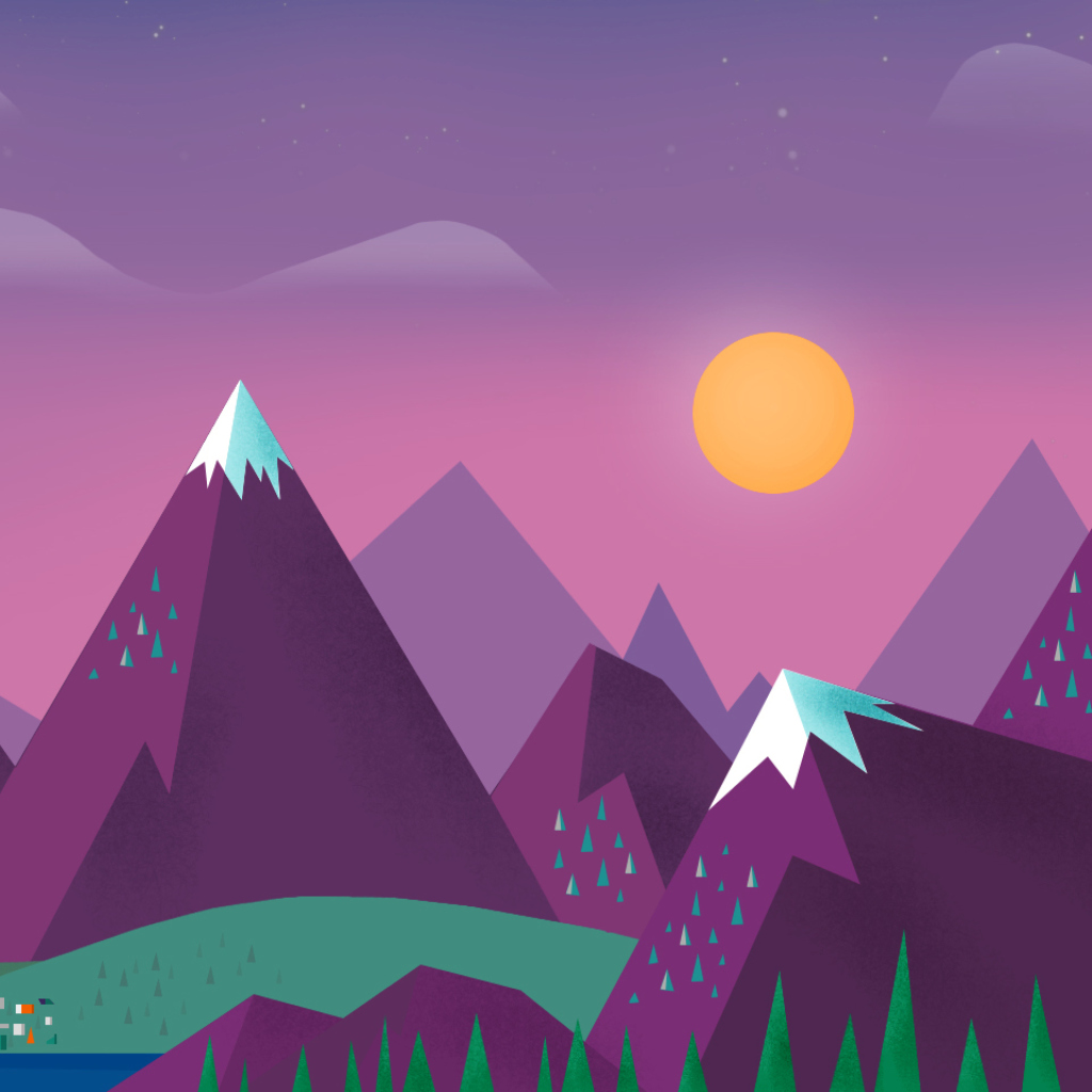 Fondo de pantalla Purple Mountains Illustration 1024x1024