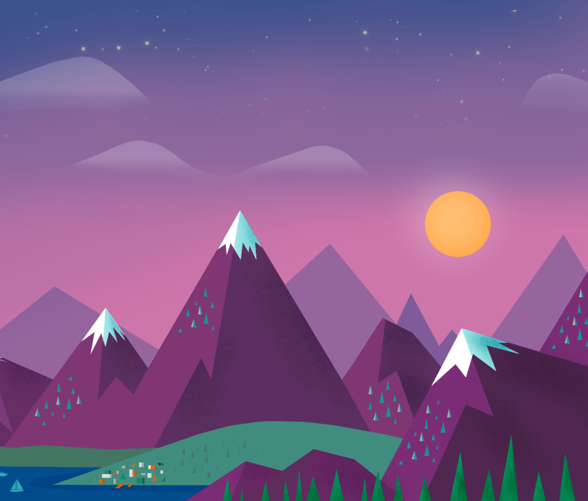 Purple Mountains Illustration wallpaper 1200x1024