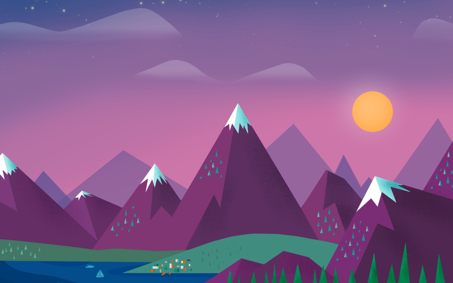 Das Purple Mountains Illustration Wallpaper 1440x900