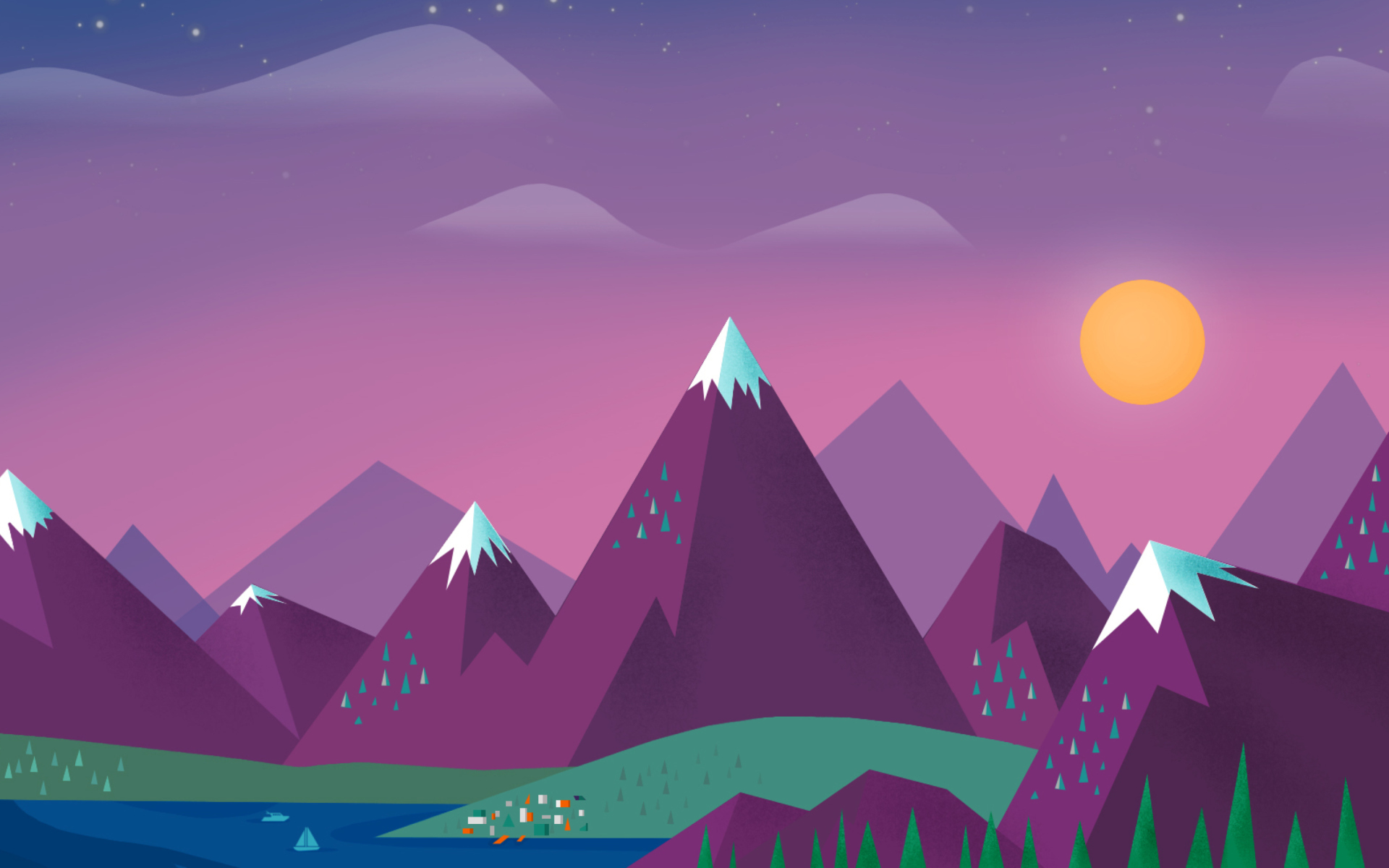 Purple Mountains Illustration screenshot #1 1920x1200