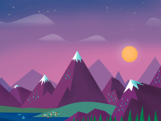 Purple Mountains Illustration wallpaper 320x240