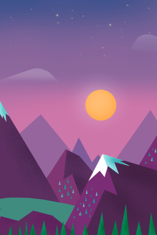 Das Purple Mountains Illustration Wallpaper 320x480