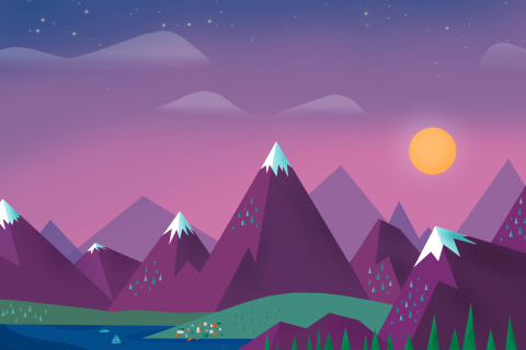Das Purple Mountains Illustration Wallpaper 480x320