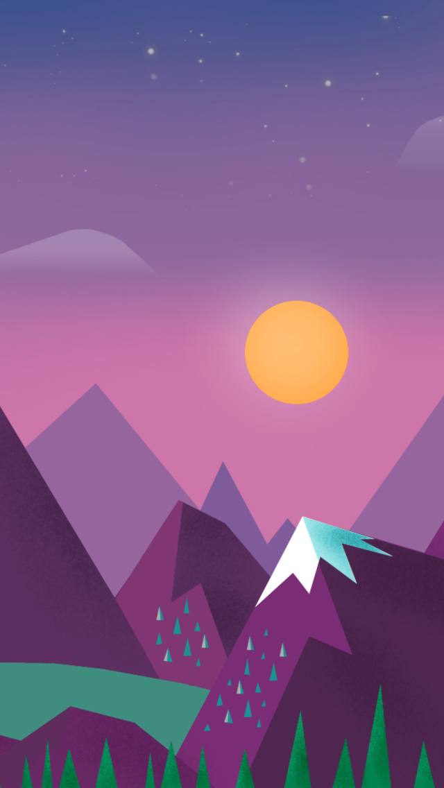 Sfondi Purple Mountains Illustration 640x1136