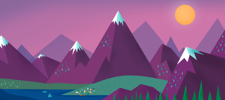 Fondo de pantalla Purple Mountains Illustration 720x320
