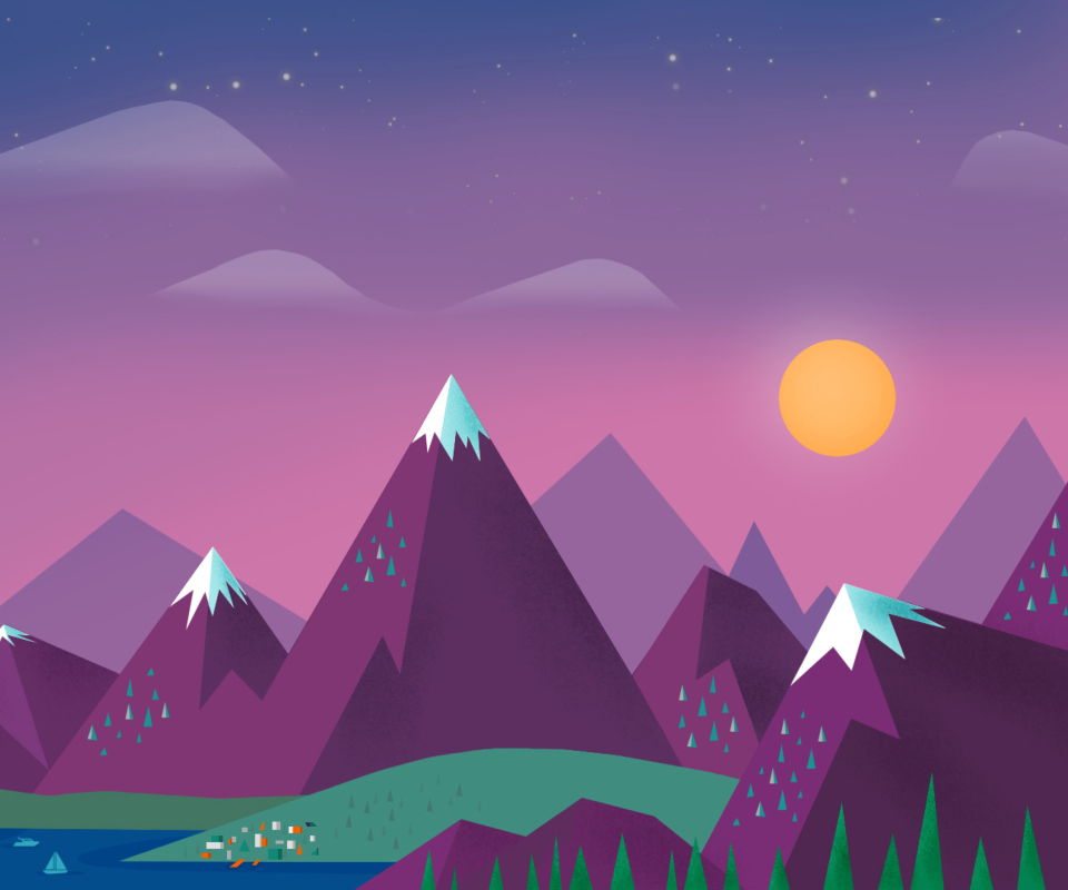 Обои Purple Mountains Illustration 960x800