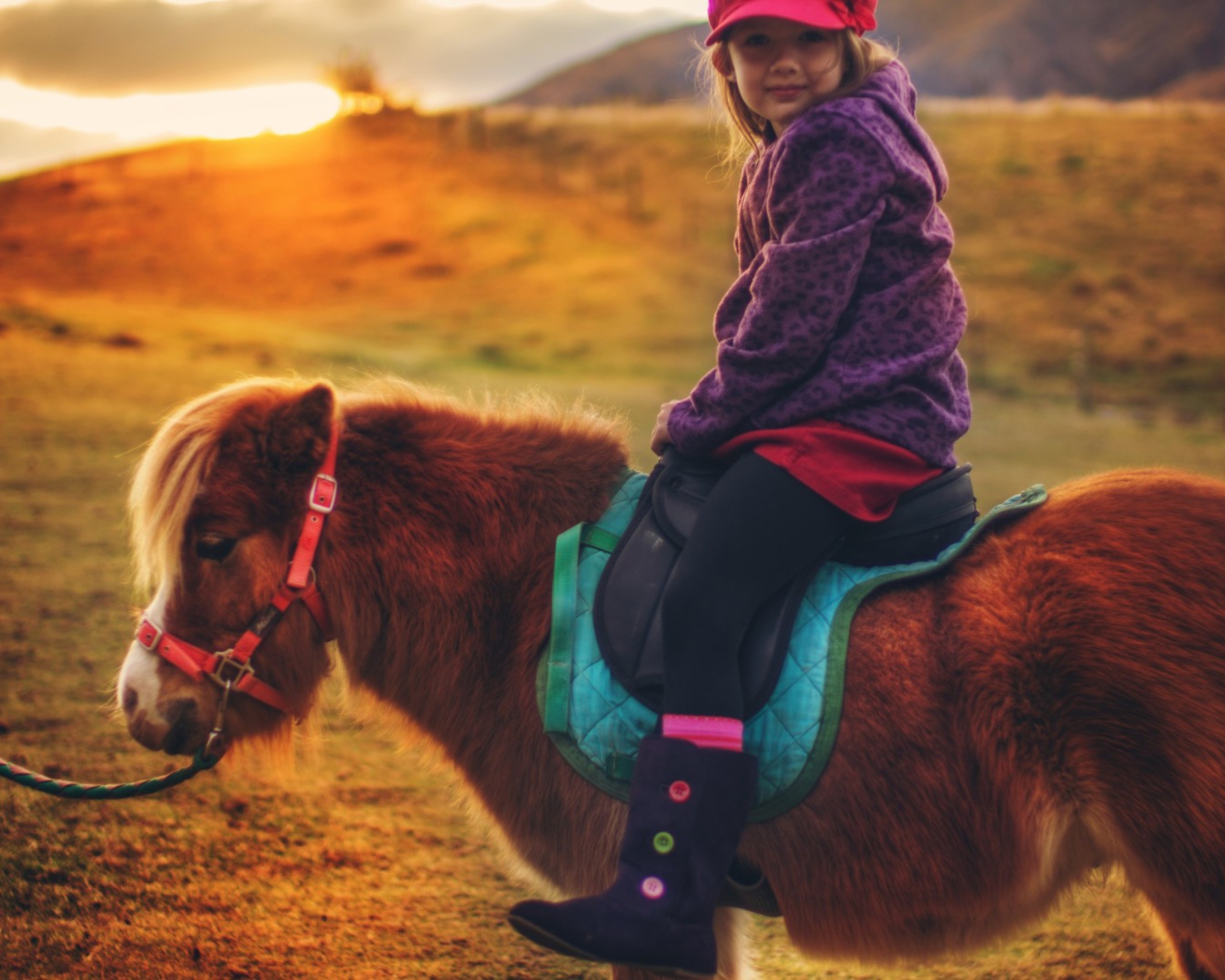 Sfondi Little Girl On Pony 1600x1280