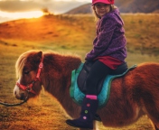 Little Girl On Pony wallpaper 176x144