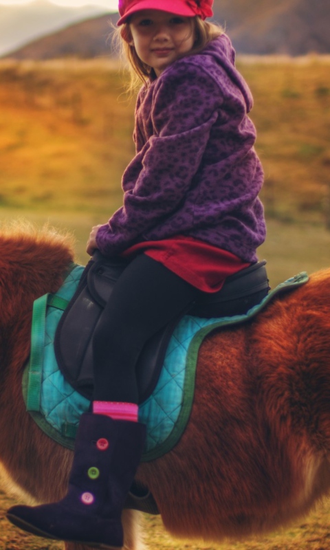 Little Girl On Pony wallpaper 480x800