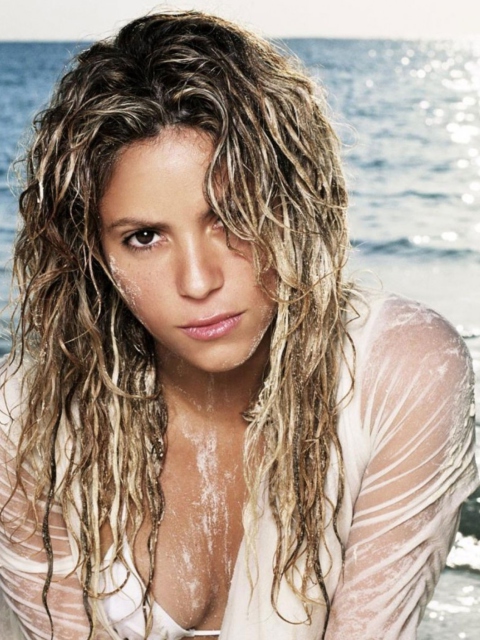 Das Shakira On Beach Wallpaper 480x640