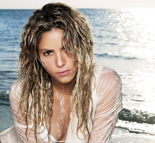 Shakira On Beach Background for 2048x2048