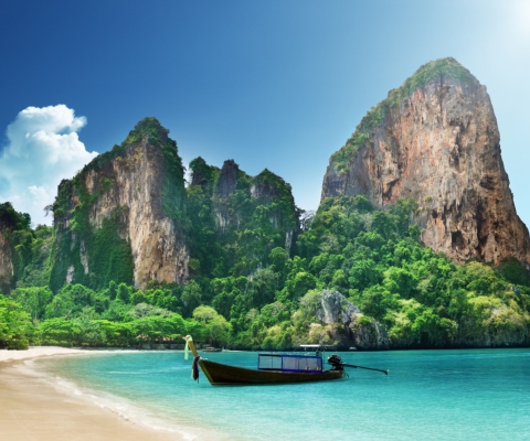 Screenshot №1 pro téma Boat And Rocks In Thailand 480x400
