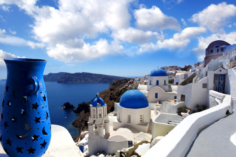 Fondo de pantalla Oia, Greece, Santorini 480x320