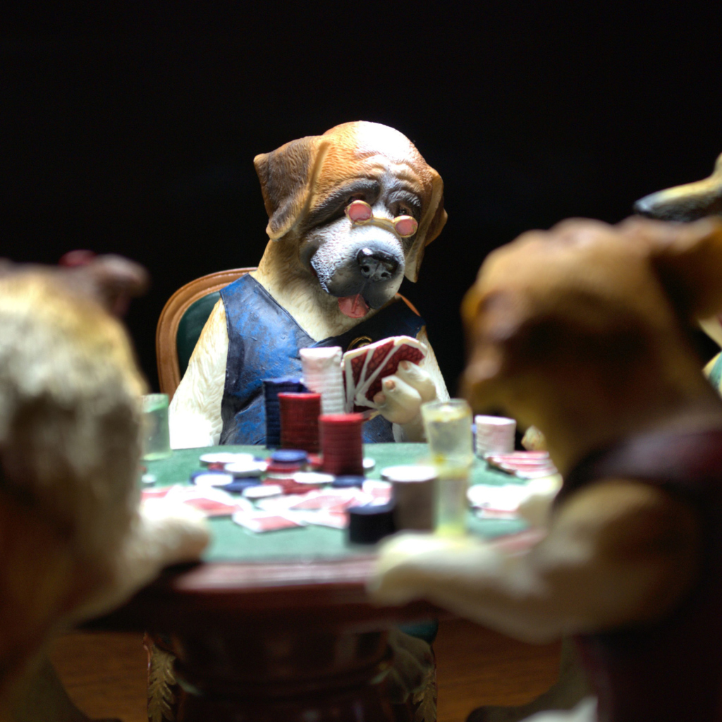Fondo de pantalla Dogs Playing Poker 1024x1024