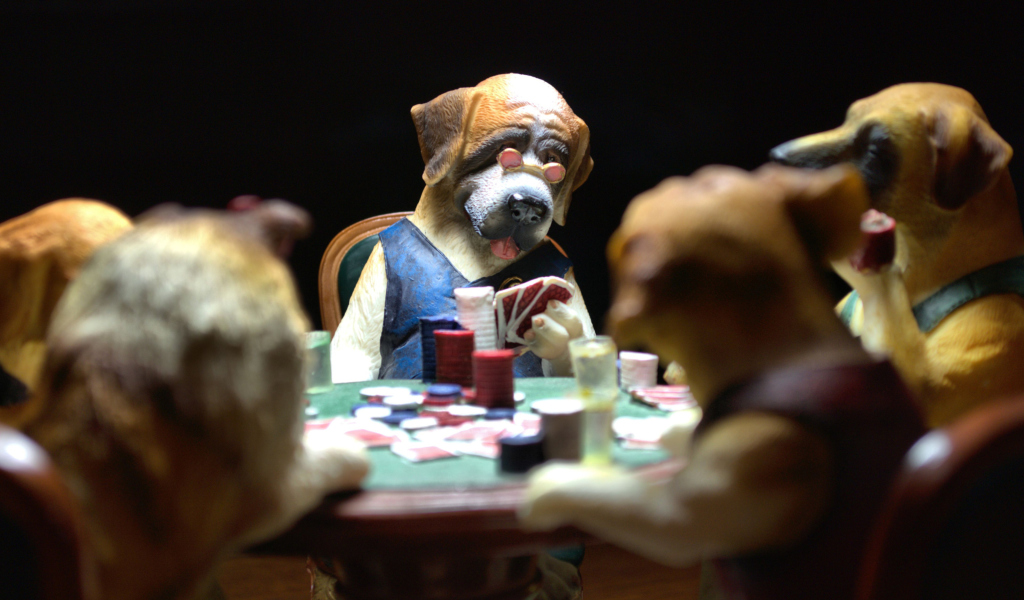 Das Dogs Playing Poker Wallpaper 1024x600