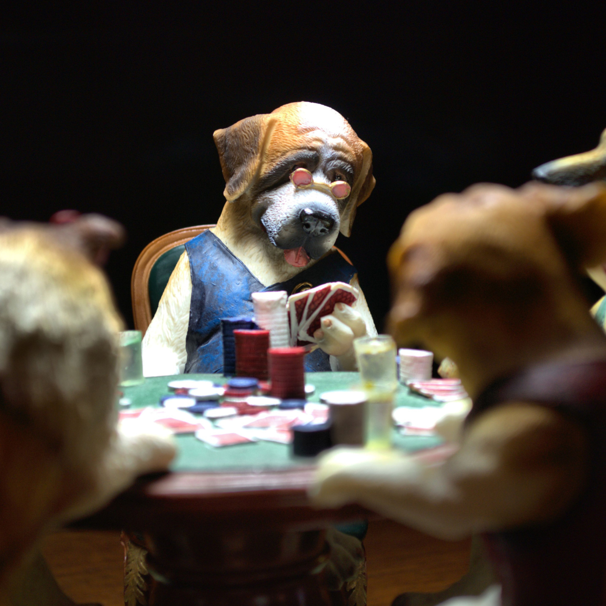 Das Dogs Playing Poker Wallpaper 2048x2048