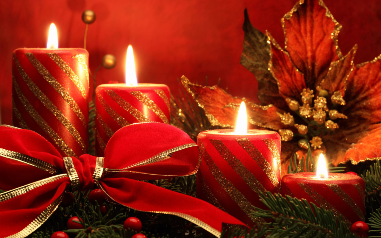 Das Red Candles And Ribbon Wallpaper 1280x800